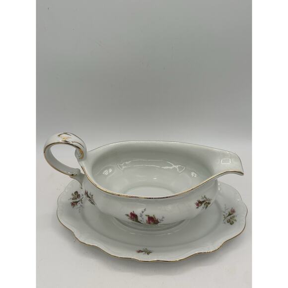 Vintage Antique Haviland Germany Bavaria Rose Gravy Boat And Underplate New - Picture 2 of 8